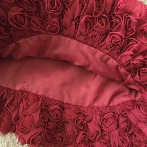 Baby Girl Floral Lined Burgundy Dress with Diaper Cover set of 2 - Picture 5 of 9